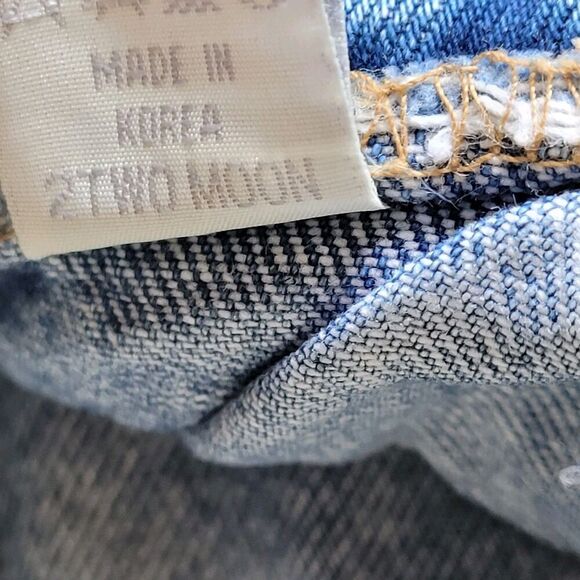 Womens High Rise Barrel Baggy Crop Jeans Sz 8 Blue Belted Pleated Balloon Korean - Picture 4 of 8